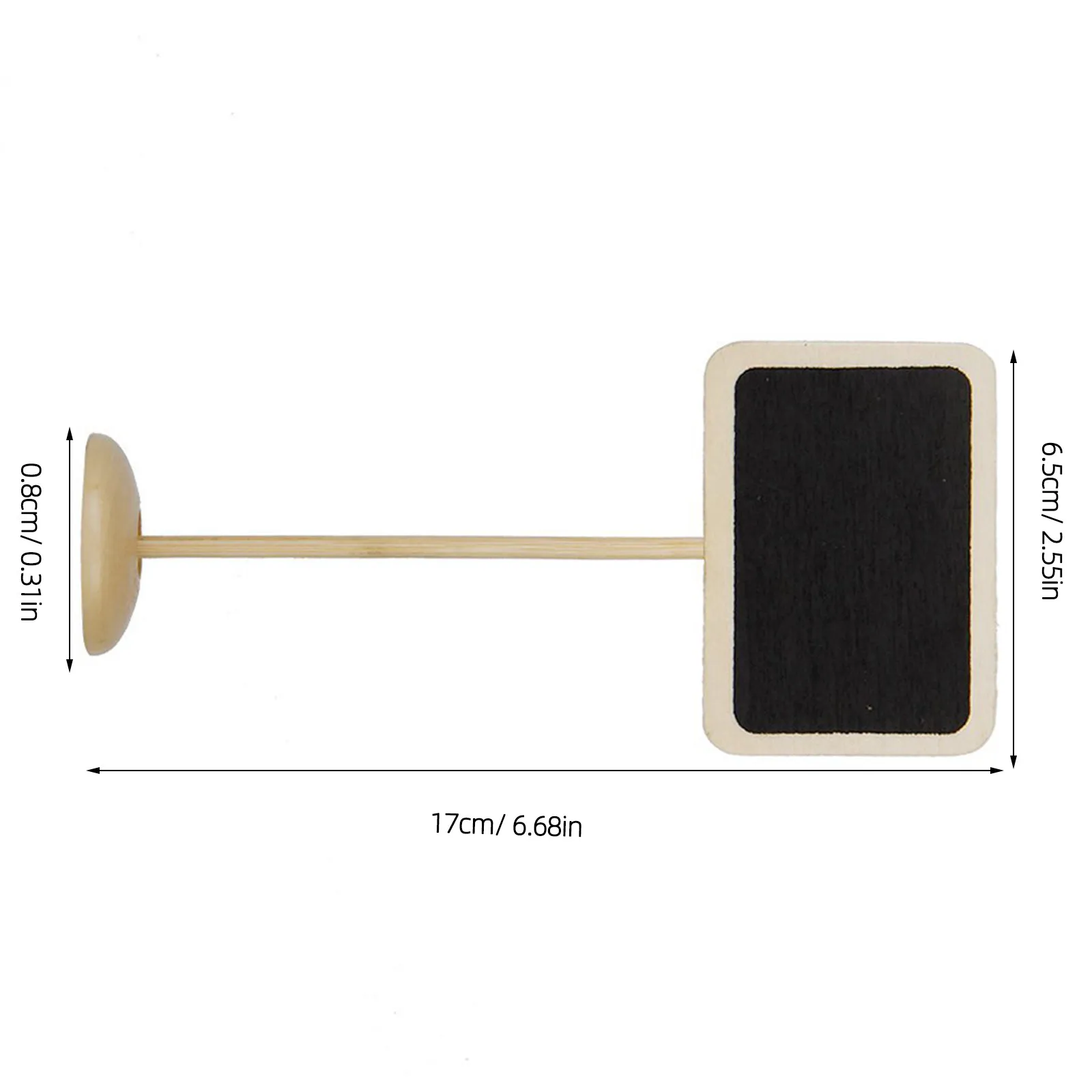 10Pcs Mini Wooden Blackboard Set with Holder Base 6.8x4.5cm Rectangle Board 13.8cm Stick 3.7cm Base for Table Numbers Menus
