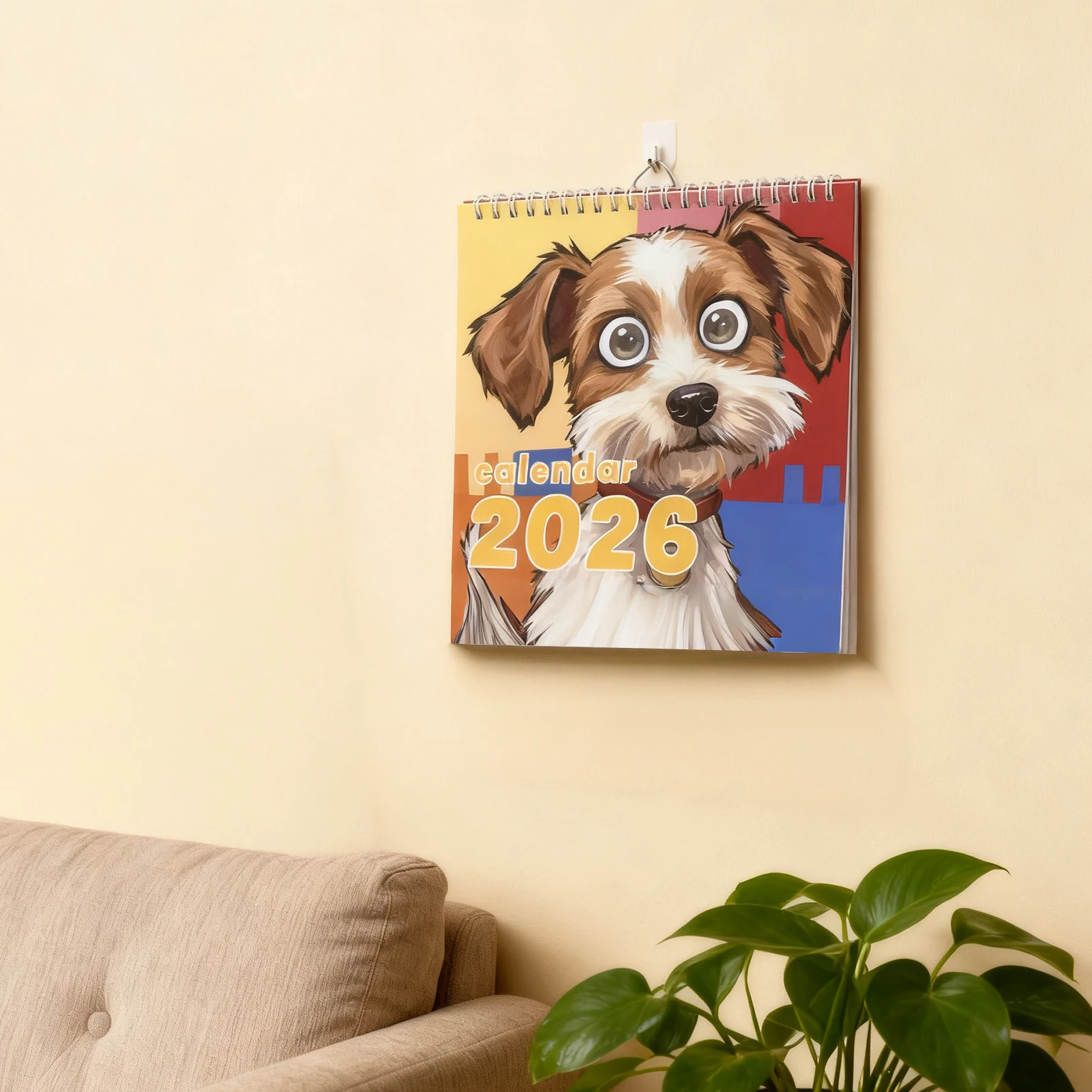 

Cute Brown Dog 2026 Calendar Home Decor Creative Puppy Design Desktop Flip Calendar for Office Gift