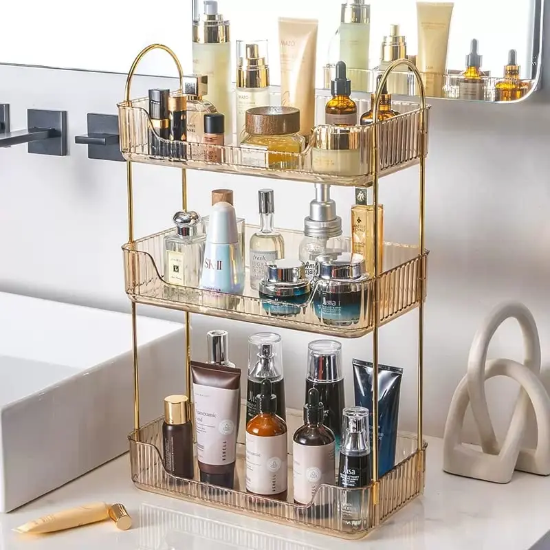 Bathroom Counter Organizer Countertop Storage Holder For Cosmetics Skincare Makeup Shelf Perfume for Dresser Vanity Tray