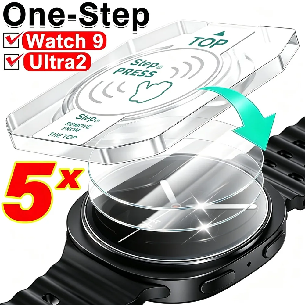 1-5Pack AR HD Clear Tempered Glass For Samsung Galaxy Watch 9 40mm 44mm Ultra 2 One-Click Easy Install Tool 9H Screen Protector