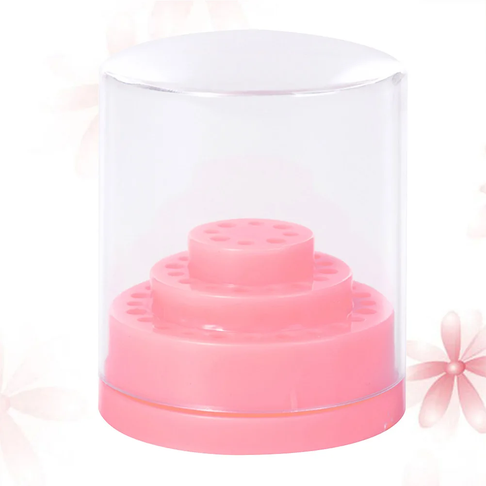 

Nail Bit Holder Box 48 Holes Pink Plastic Storage Case for Drill Bits Manicure Home Use Organizer Display Dustproof Container