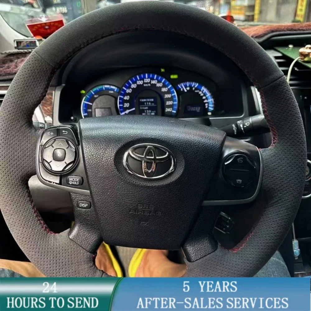

Customized Car Steering Wheel Braid Cover Hand Sewing Suede Leather For Toyota Camry 2012 2013 2014 2015 Car Accessories