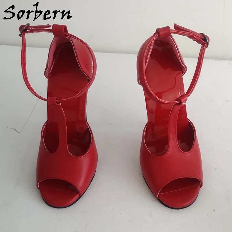 Sorbern 14Cm Metal High Heel Sandal Stilettos Prom Party Shoes Sissy Boy Female Footwear Fetish Real Leather Custom Color