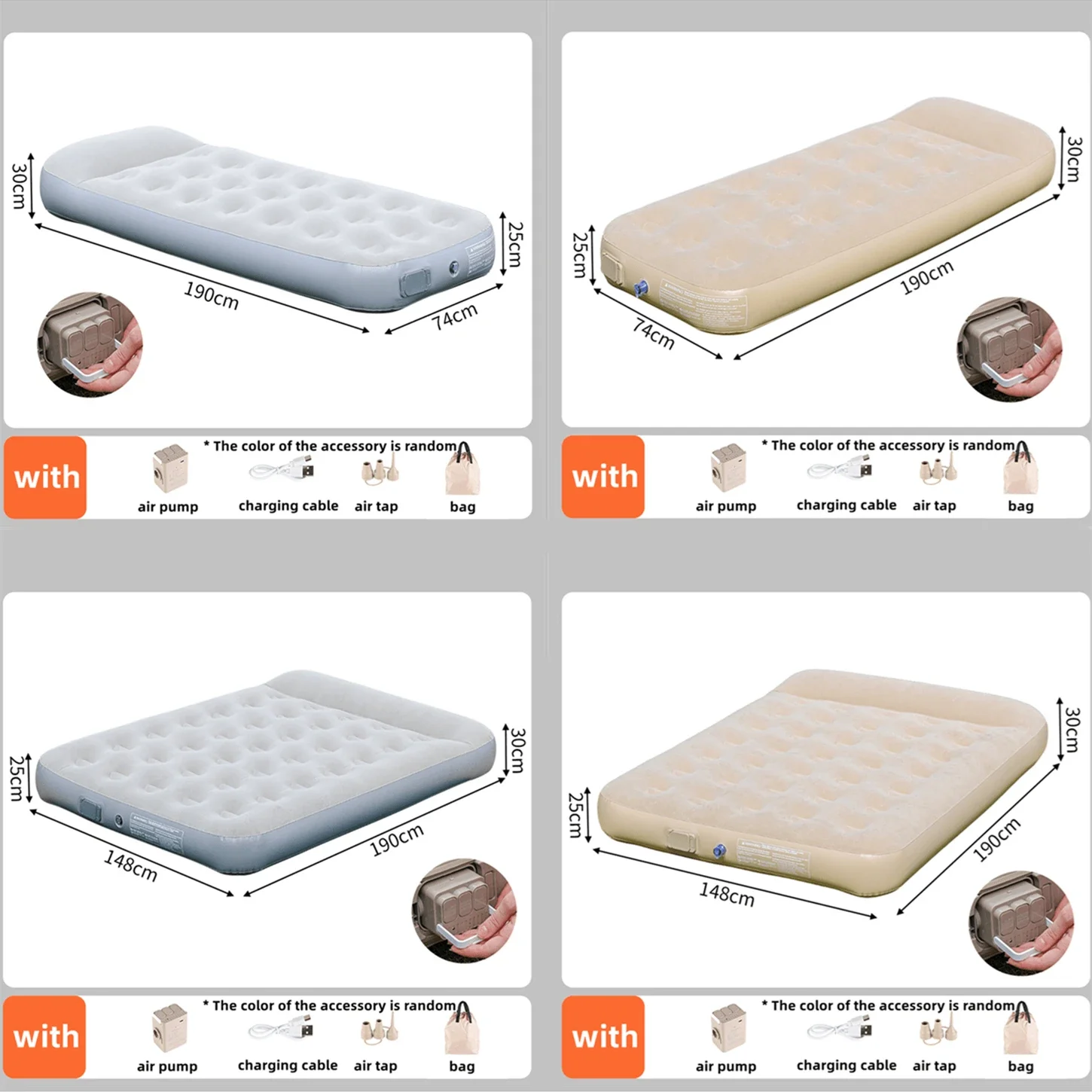 New Air Mattress Built-in Pump Self-inflating Mat Cushion Outdoor Tent Inflatable Bed Double sleeping Pad For Camping or Indoor