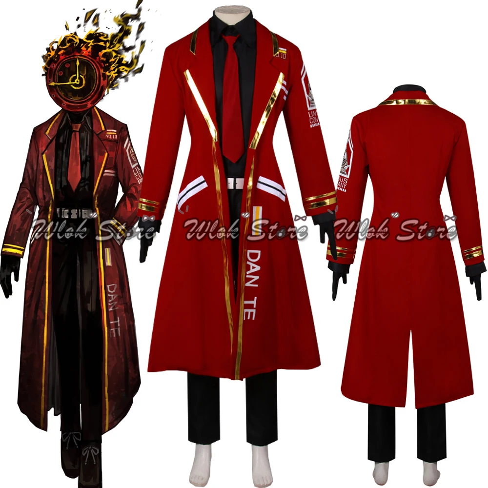 

Game Limbus Company Cosplay Dante Costume Red Long Coat DAN TE Uniform Suit Men Women Halloween Party Carnival Roleplay Outfits