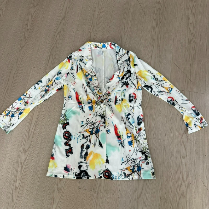 

Fashion New Print Blazer Women's Vintage Letter Irregular Jacket High Street Elegant Women's Jacket Women Clothing