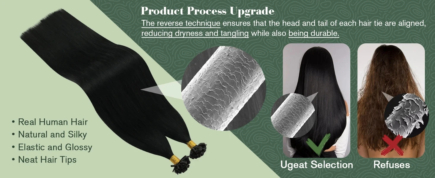 Ugeat Utip Haarverlängerungen Echthaar Blond Pre Bonded Keratin Haarverlängerungen PreBonded Fusion K Tip Echthaar Hohe Qualität – Detail 3