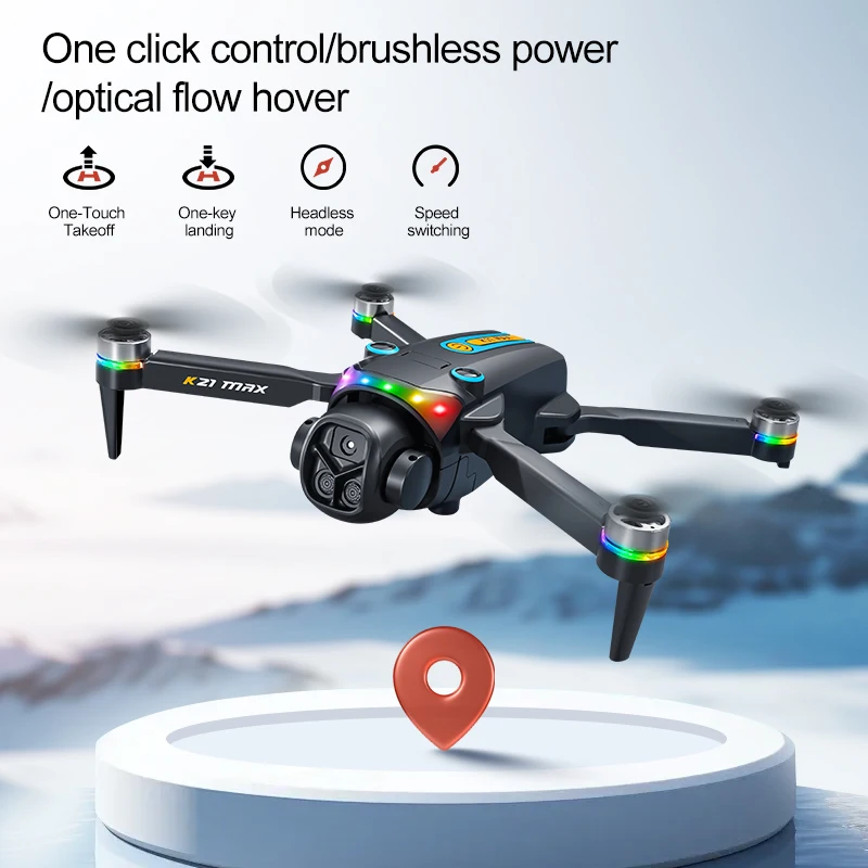 Dron K21 MAX 4K HD z podwójną kamerą, zdalnie sterowany, 5G FPV, silnik bezszczotkowy, optyczny przepływ, unikanie przeszkód, z ekranem, zabawka quadcopter RC