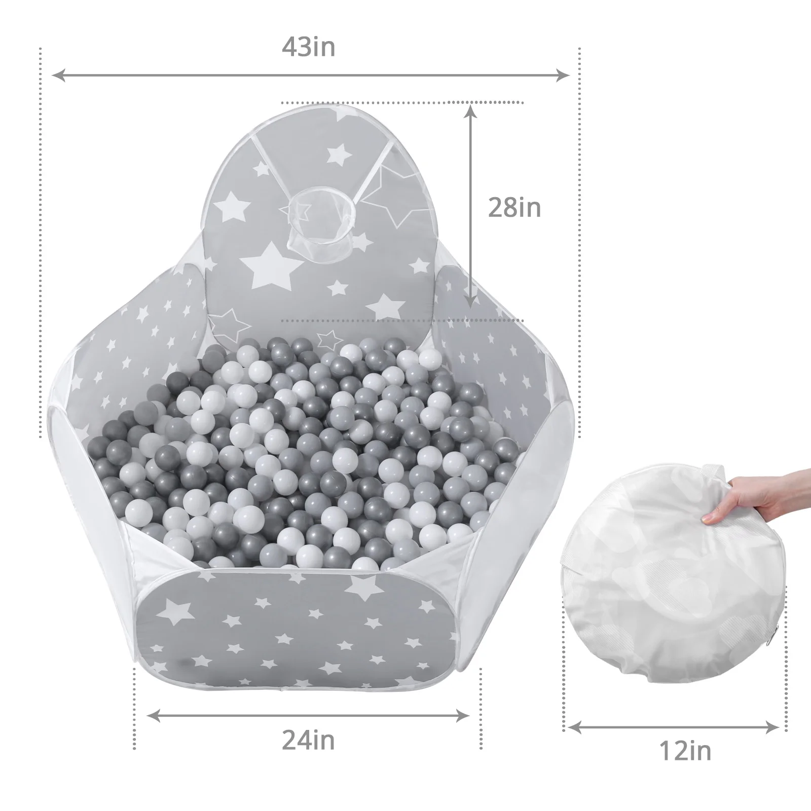 1pc/bag Portable Foldable Ball Pool Ball Pits with Basket Children's room Decorated ball pool toys