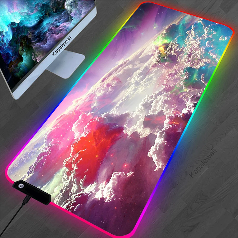 

Space RGB Mouse Pad Gamer Mousepad XXL Large Luminous Mouse Mat LED Keyboard Pads Gaming Accessories Table Carpet With Backlight