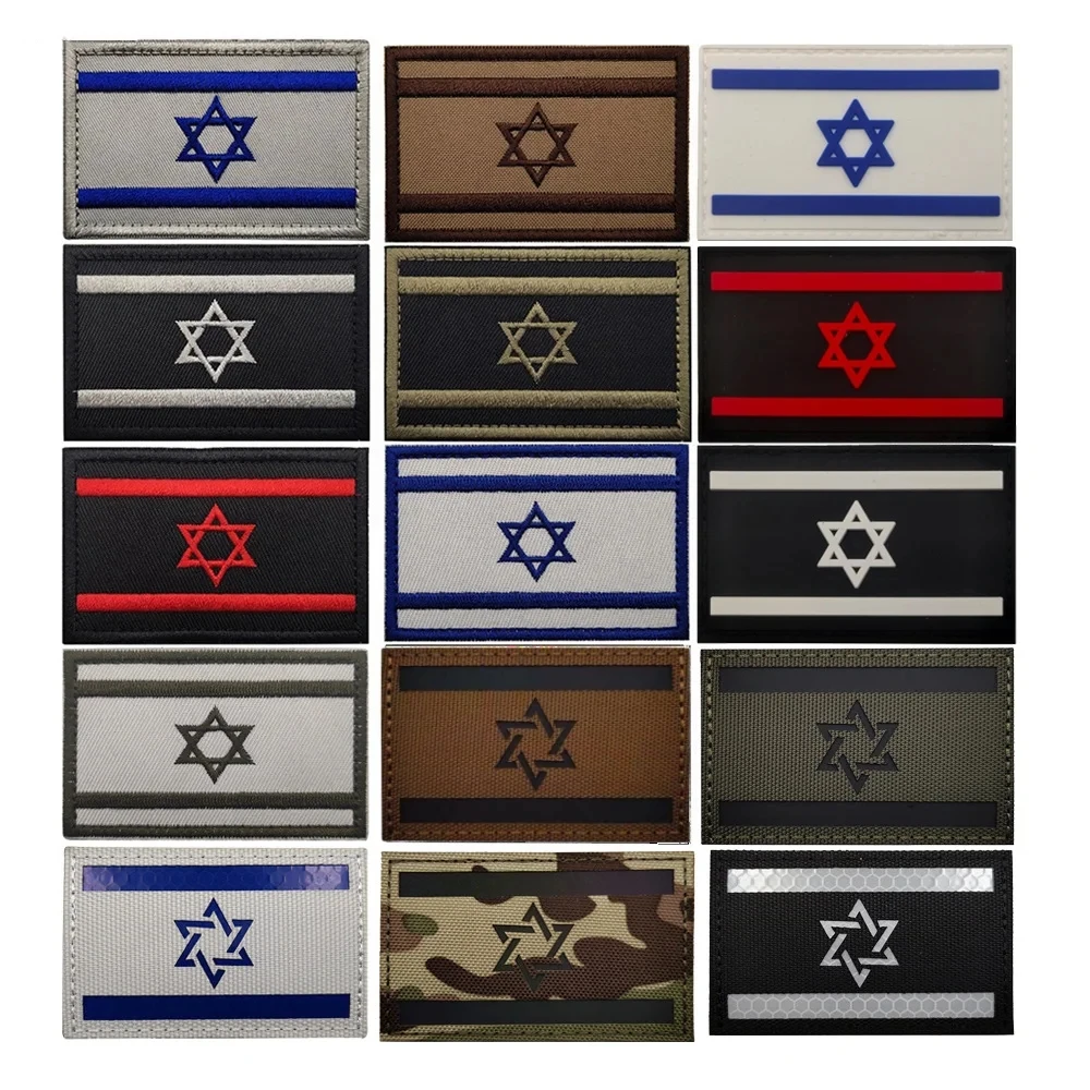 Israel Embroidered Patches Israel Flag Emblem Tactical Accessory Badge Hook&Loop Military Patches for Backpack Caps Clothes