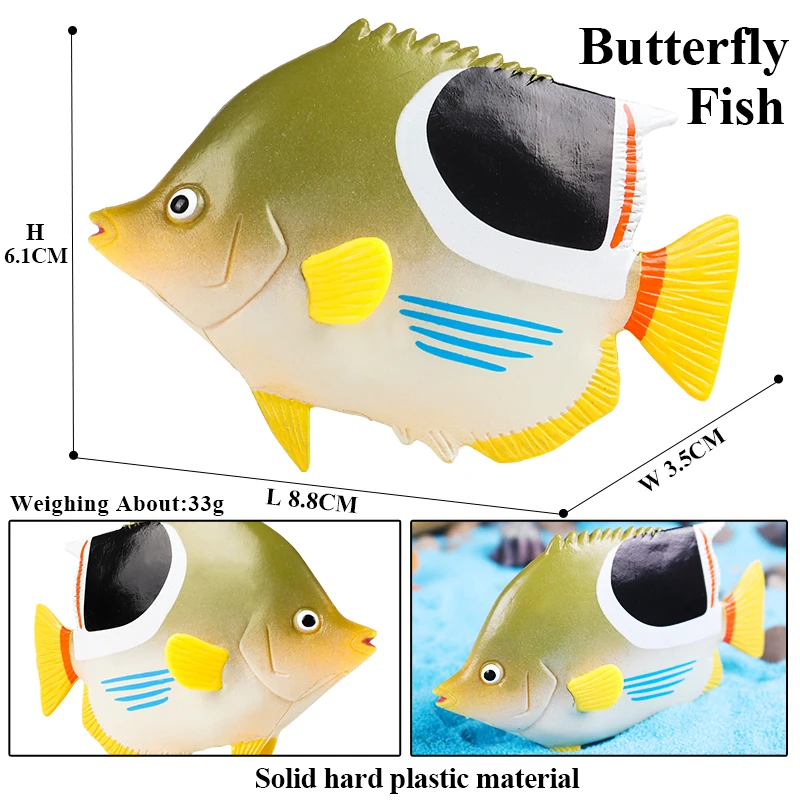 Oenux Sea Life Modell Clownfisch Lachs Bass Marine Ozean Tier Actionfiguren PVC Hochwertige Bildung Miniatur Strand Kinderspielzeug – Detail 13