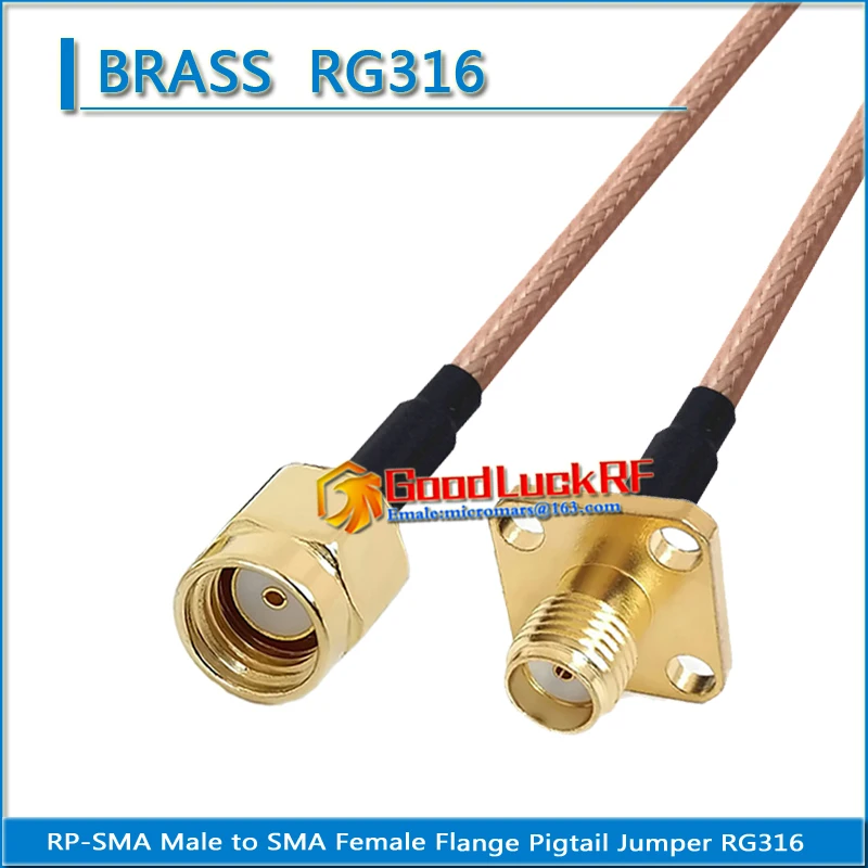 

High-quality RP SMA RP-SMA Male to SMA Female 4 hole Flange Pigtail Jumper RG316 extend Cable low loss