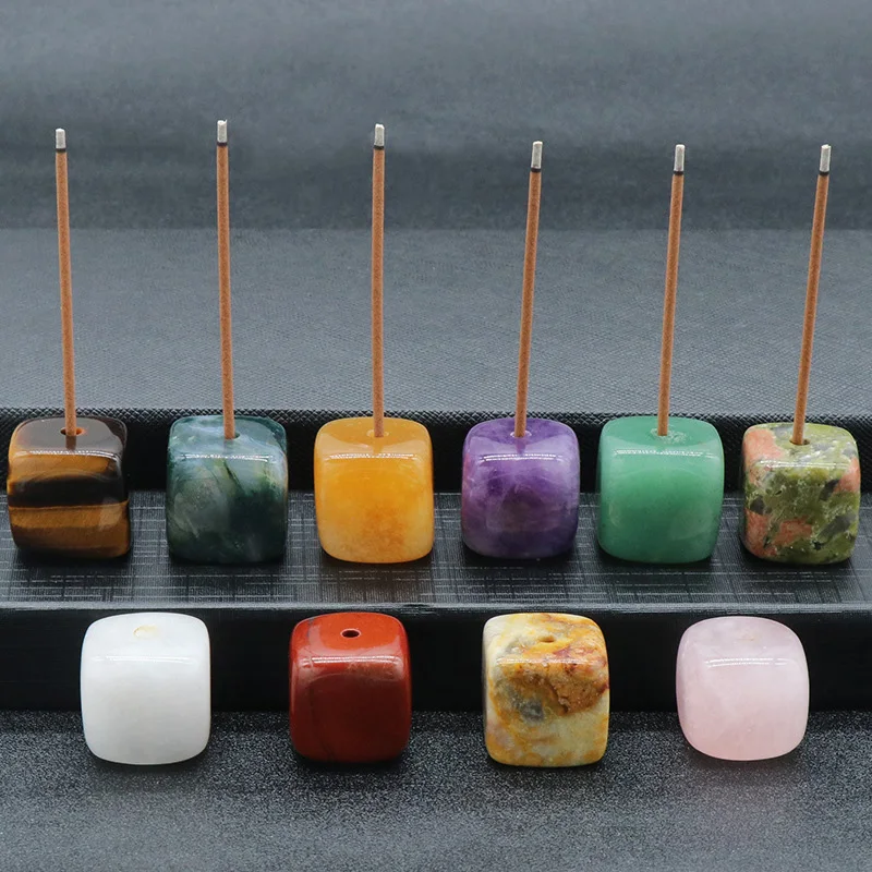 

New Natural Quartz Stone Incense Sticks Holder Crystal Aromatherapy Agate Stone Base Healing Gemstone Home Decoration Burner