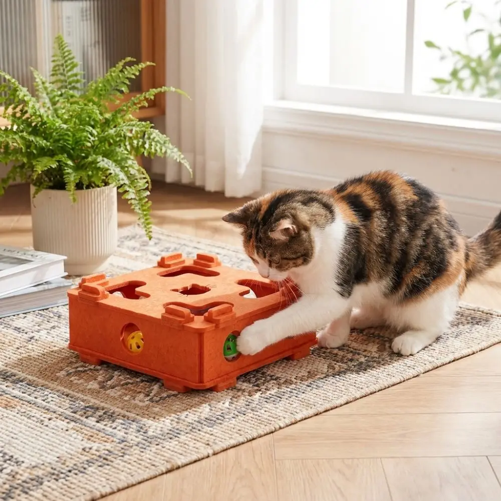 Felt Cat Maze Play Box Bite Resistant Interactive Cat Puzzle Toy Scratch Resistant Modular Splicing Cat Teaser Box Self Play