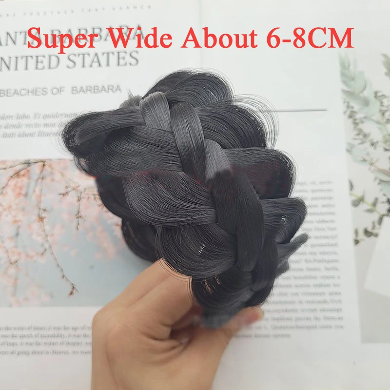 Super Wide Cover White Hair Headband  Large Volume Hairband Twist Headband Fishbone Braid Wig Band With Teeth Non-slip For Women