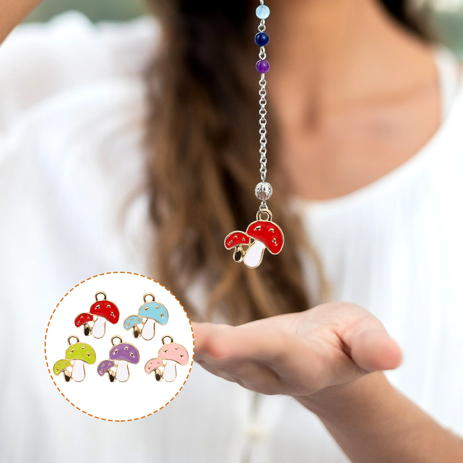 

50Pcs Decorative Mushroom Charms Alloy Pendant for Jewelry Making DIY Ornaments Supplies Mushroom Charms DIY Supply