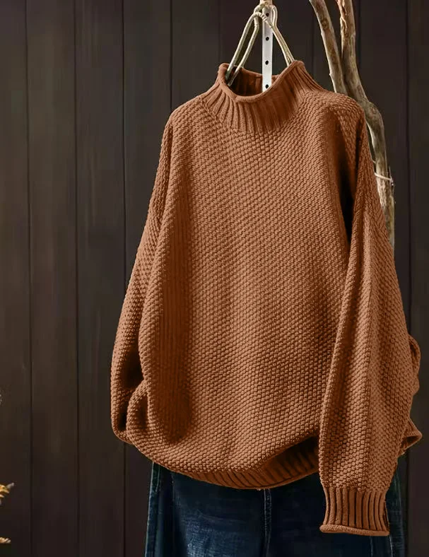 Damen-Pullover mit halbem Rollkragen und langen Ärmeln in Übergröße (Freizeitkleidung) ​ – Detail 5