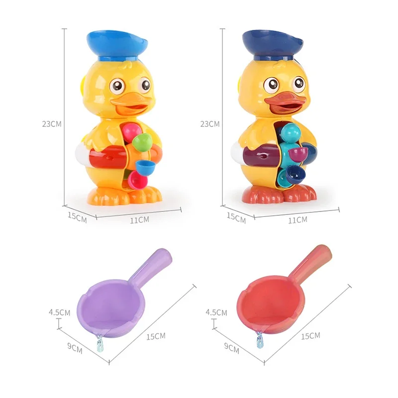 Juguetes de bañera de pato para niños pequeños de 1 a 4 años, con ruedas giratorias de agua/ojos, cuchara de agua de succión potente para baño,