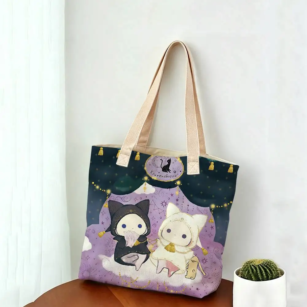 Sentimental Circus Cartoon Fashion Wiederverwendbare Schulterhandtasche aus Leinenmischgewebe, Baumwolle-Polyester-Stoff, doppelseitige Tragetasche – Detail 10