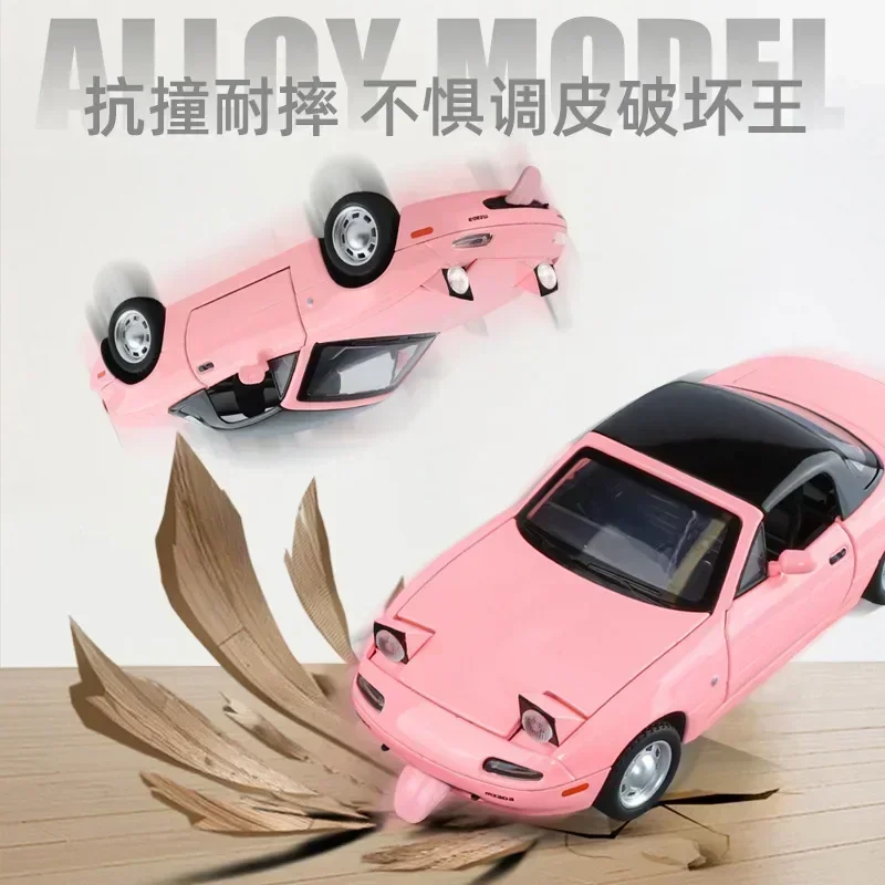 1:24 Mazda MX-5 Simulation Alliage Moulé Sous Pression Jouet Modèle De Voiture Son et Lumière nervure Arrière Jouet Pour Enfants À Collectionner Cadeau D'anniversaire Cpionner