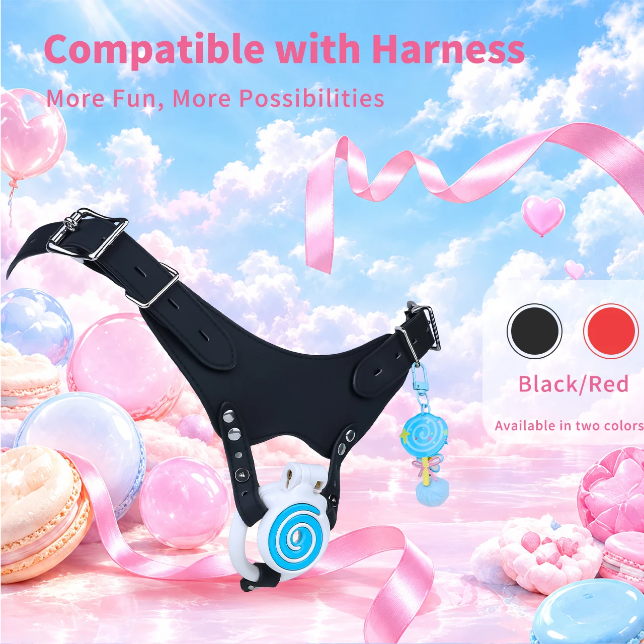 LICKER Wearable Resin Sugar Heart Chastity Cage With Urethral Orifice Metal Catheter Dick Lock Penis Restrict Cock Ring Sex Toys 6