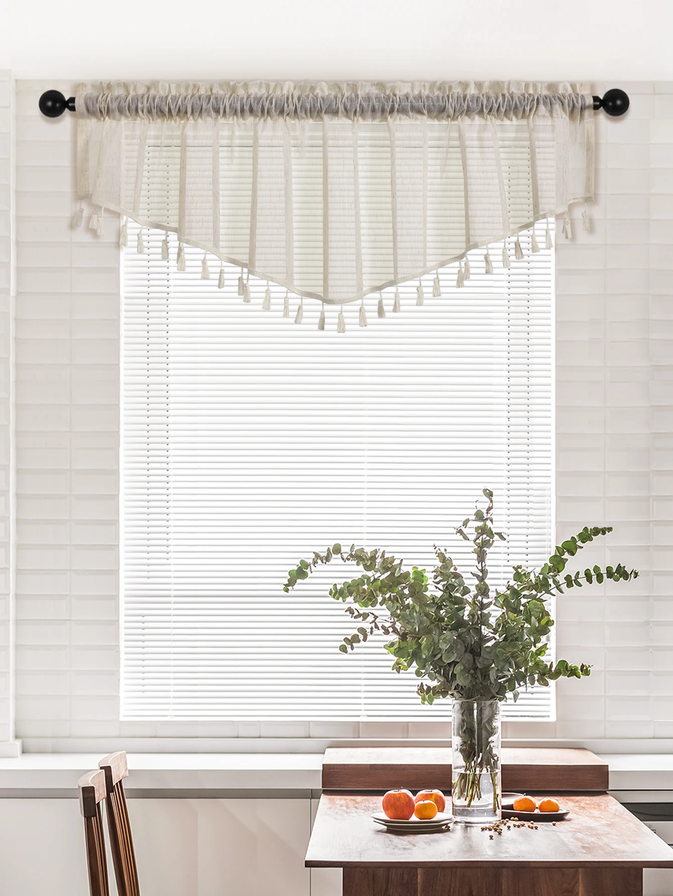 1pc Line Fabric Pure Color Valance,Modern New V-Shaped Design Short Curtain for the Various Room,Window and Door Decoration