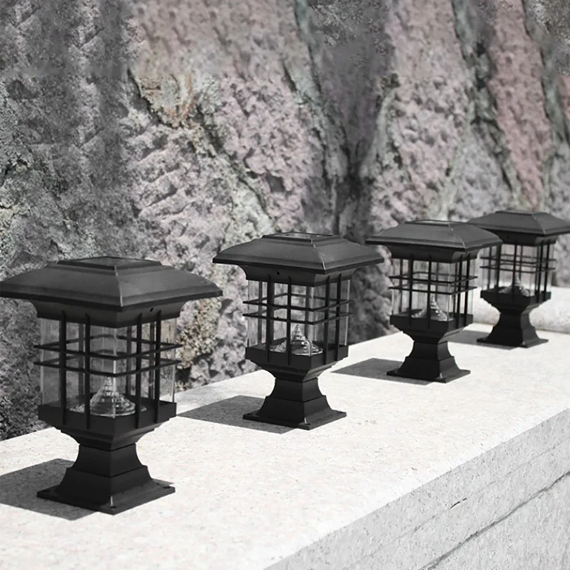 Solar Post Column Lamp Waterproof Landscape Garden Solar Light LED Outdoor Post Deck Cap Column Fence Lamp