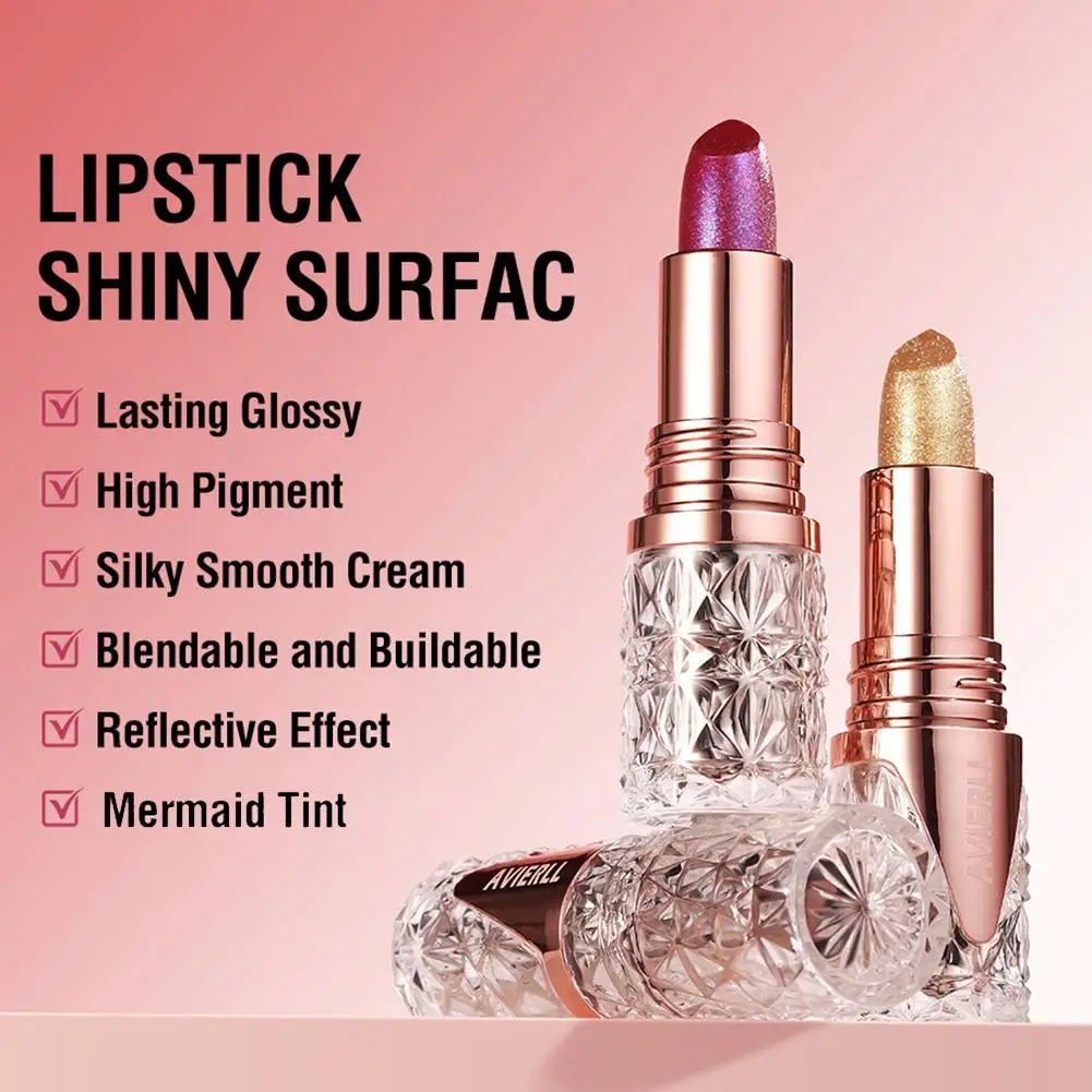 SSparkle Glitter Lipstick Long Lasting Waterproof Shimmer 10 Creamy Stick Vibrant Pigment Super High Lipstick Colors Textur A3L4