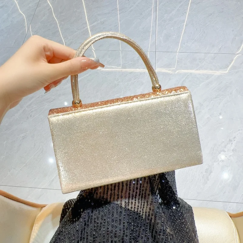 2025New شيك بريق حقيبة يد المرأة مساء حقيبة صغيرة موضة حساسة أنيقة رصع الماس حقيبة حفلات سيدة سلسلة حقيبة كتف