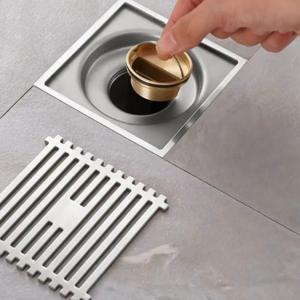 

Shower Floor Drain Stainless Steel Square Floor Drain Strainer Dectable Anti-odor Drainer With Filter Core Bathroom Hardware