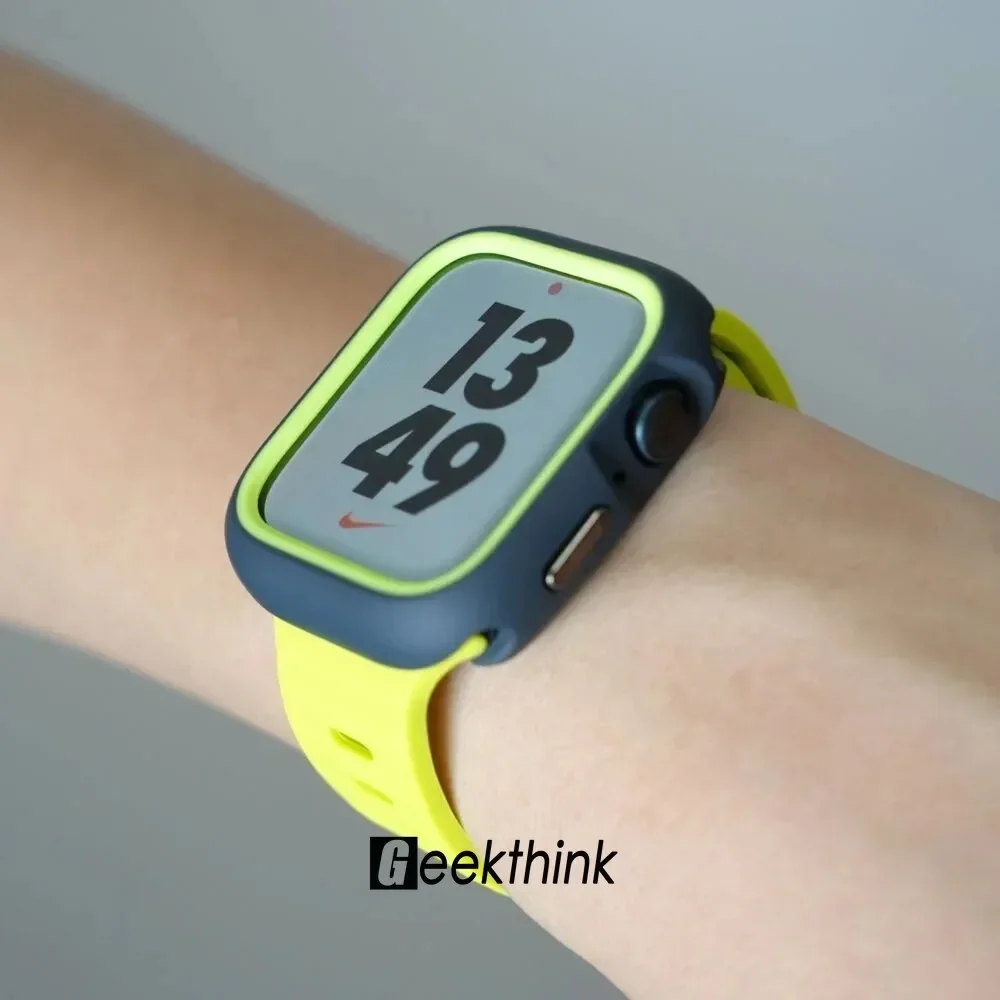 حافظة من البولي يوريثان + حزام سيليكون لساعة أبل الترا 49 مللي متر سوار رياضي لـ Iwatch Series10 9 8 7 6 SE 5 4 46 مللي متر 45 مللي متر 44 مللي متر 41 40 42 مللي متر