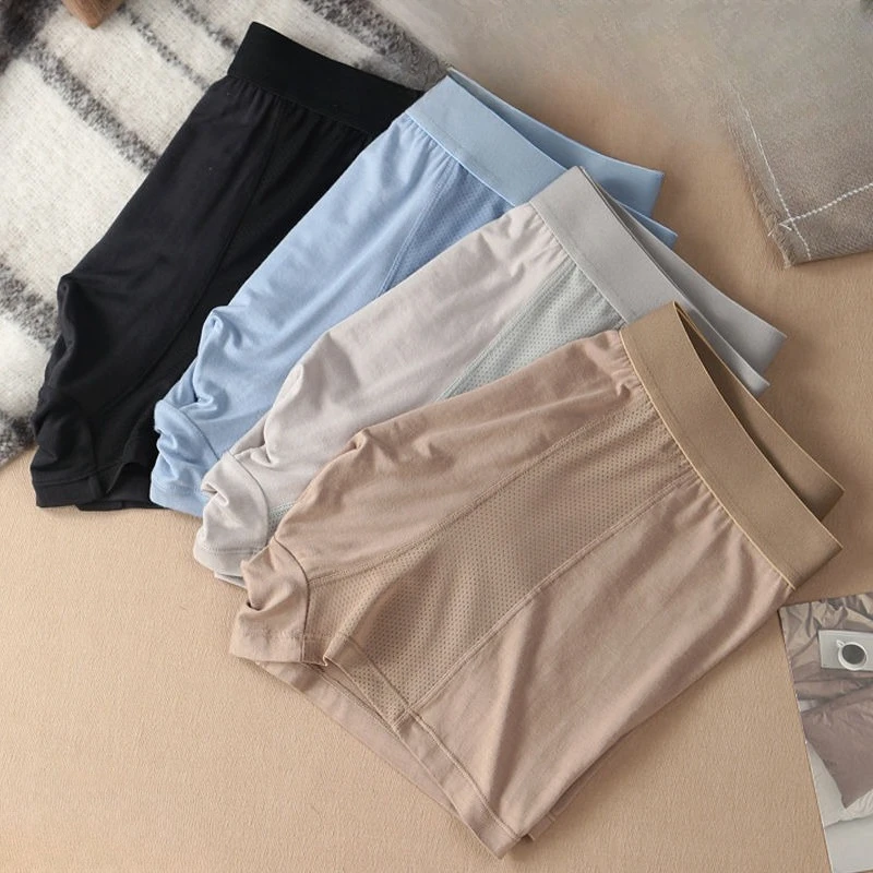 Modal Men's Underwear Breathable Mesh Mid-waist Loose Youth Four Corners Skin Friendly Soft Boxer Briefs Comfortable Underwear