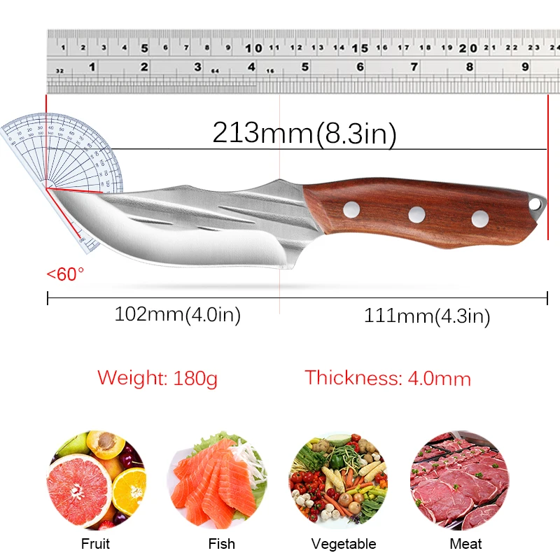 Forged Stainless Steel Kitchen Chef Boning Knifes Fishing Knife Meat Cleaver Butcher Knife Meat Cleaver Cooking Knives For Home