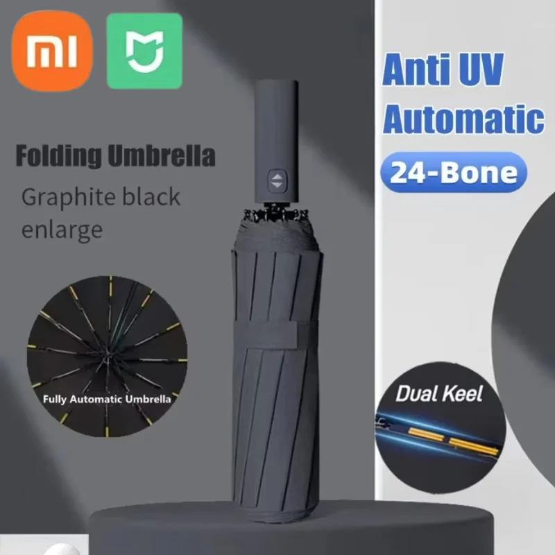 Xiaomi Mijia 24 Bone Fully Automatic Umbrella Collapsible Large Size Format Outdoor Sunshade UV Protection Windproof Light