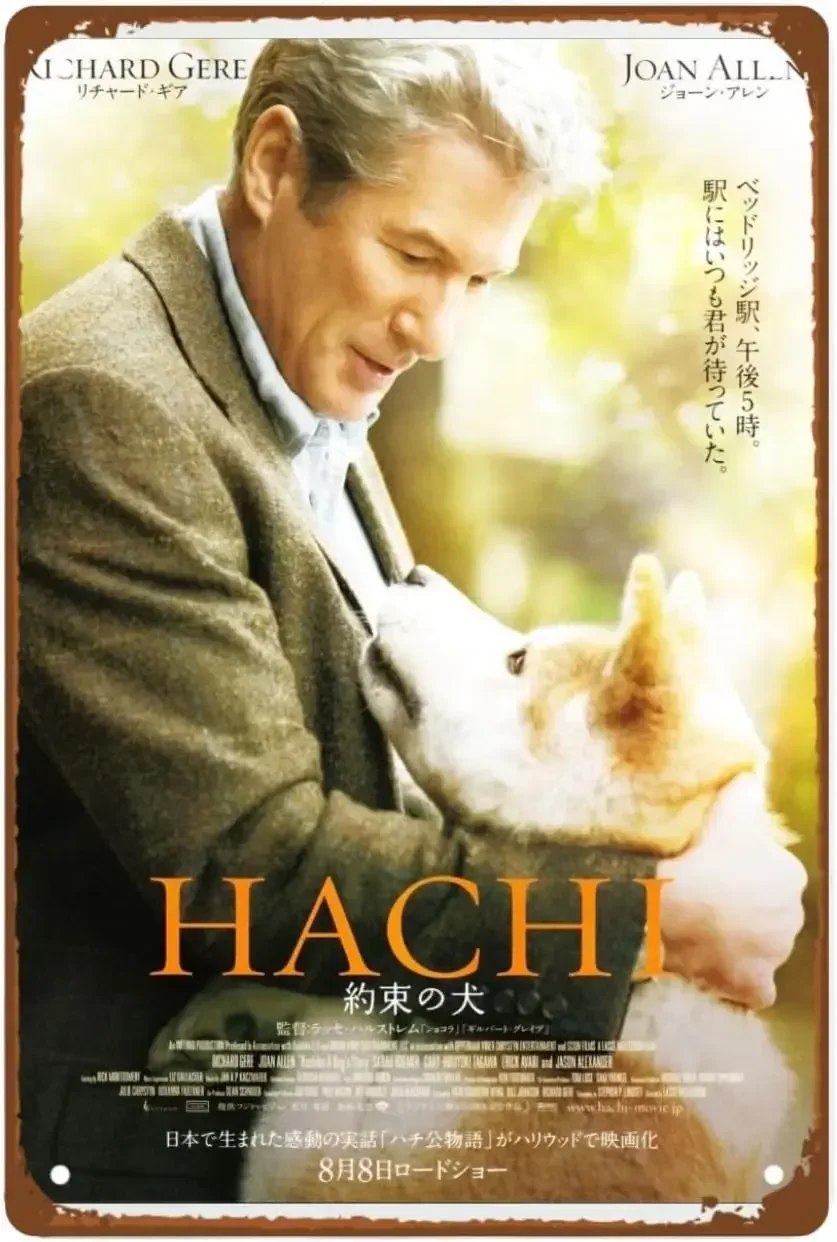 Hachiko：A Dogs Story Movie Metal Wall Tin Sign Classic Film Poster Man Cave Decor Retro Gift Vintage Decorations ;