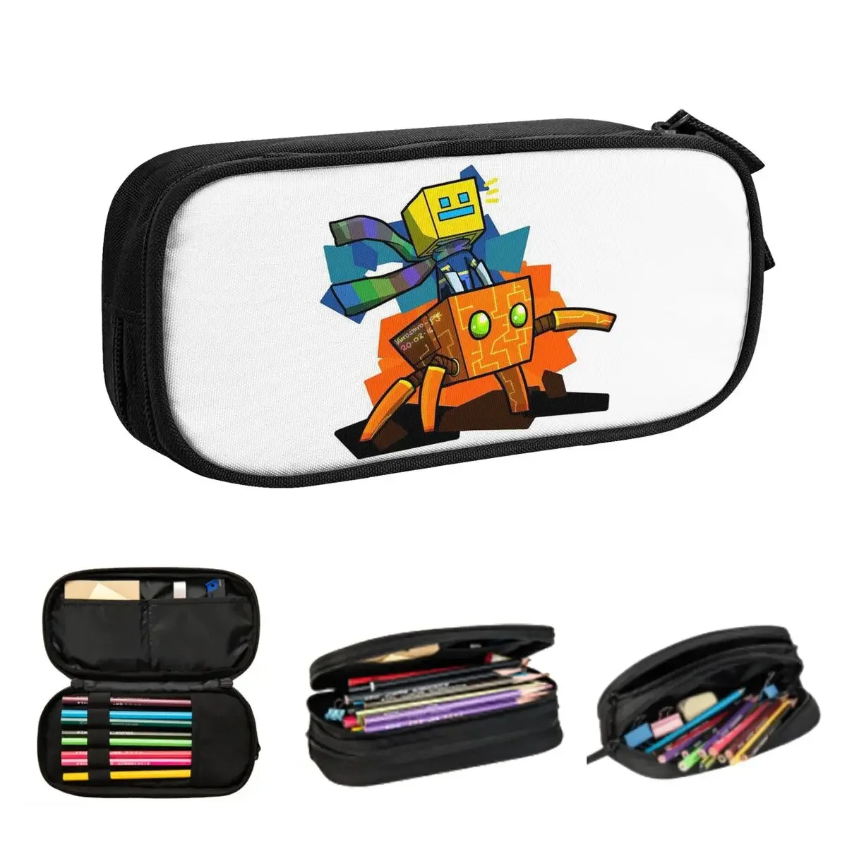 

Geometry Dash Fan Art Пеналы Большой емкости Сумки для ручек Коробка для ручек Пенал для мальчиков и девочек Студенты Канцелярские принадлежности Школьный офис