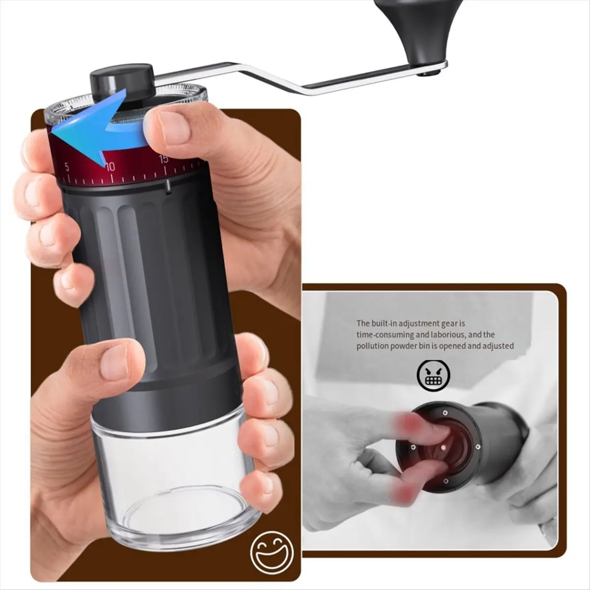 

(AIMA) External Adjustable Manual Coffee Grinder with Contemporary Ceramic Cone Grinder 40 Level Adjustment