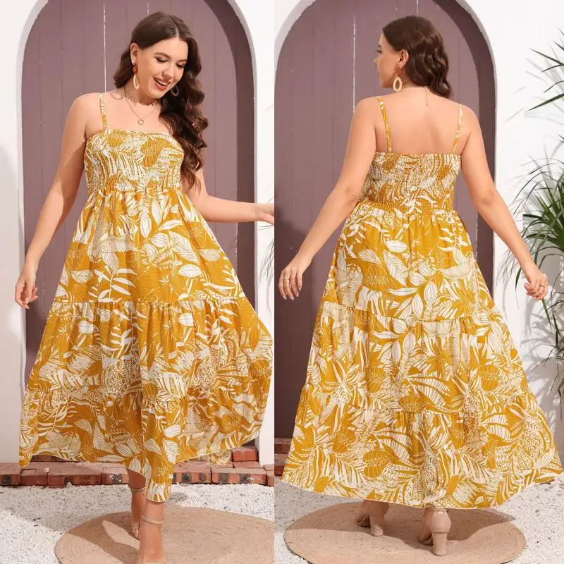 

Summer Casual Sling Dr for plus Size Women Midi Length Korean Sle Commute Cotton Blend Svel Dr