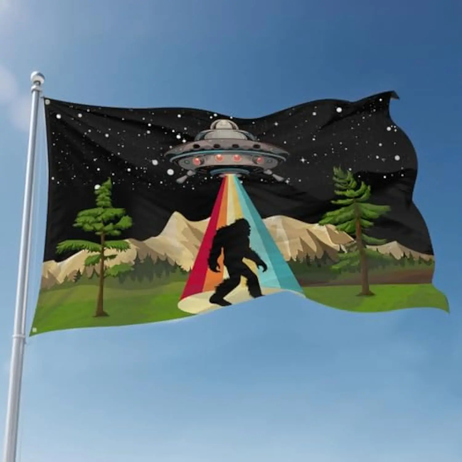 Gorilla Ufo Abduction Sasquatch Flag 3x5ft 4x6ft Outdoor Single-sided Printing Polyester Banner