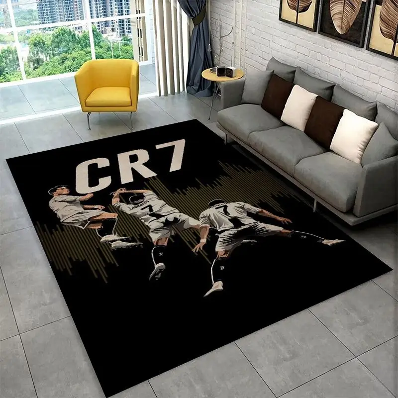 3D Football Star Goat R-Ronaldo CR7 Non-Slip Area Rug for Living Room Bedroom Playroom,Carpet Floor Mat for Home Decor Holiday