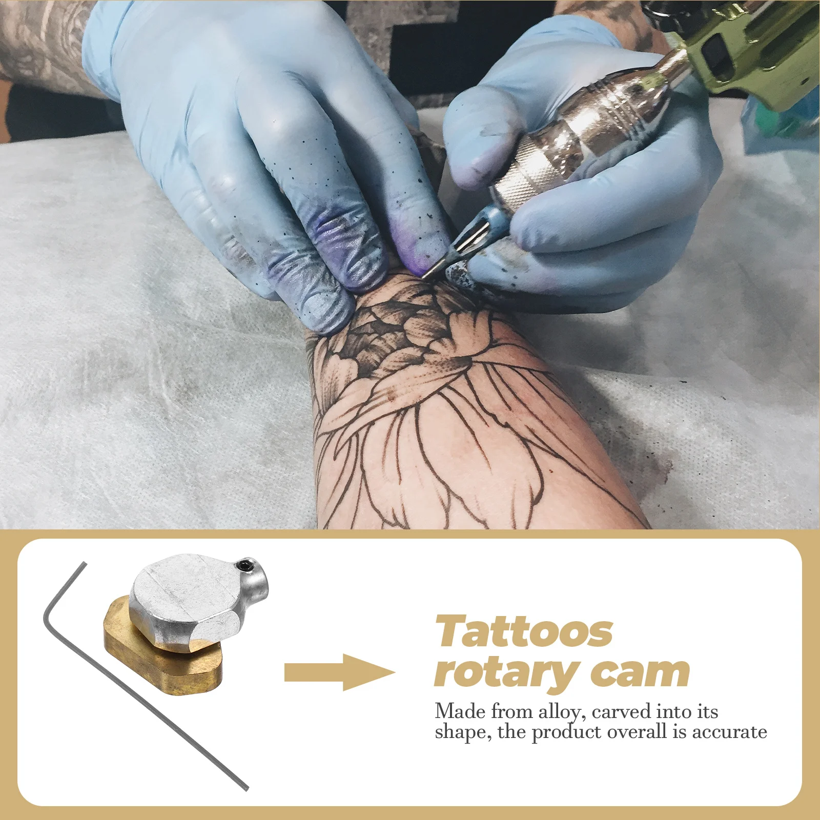 

2Pcs Tattoos Machine Eccentric Wheel Adjustable Length Golden Rotary Cam for Most Tattoos Motors 0.9mm Socket Wrench Accessories