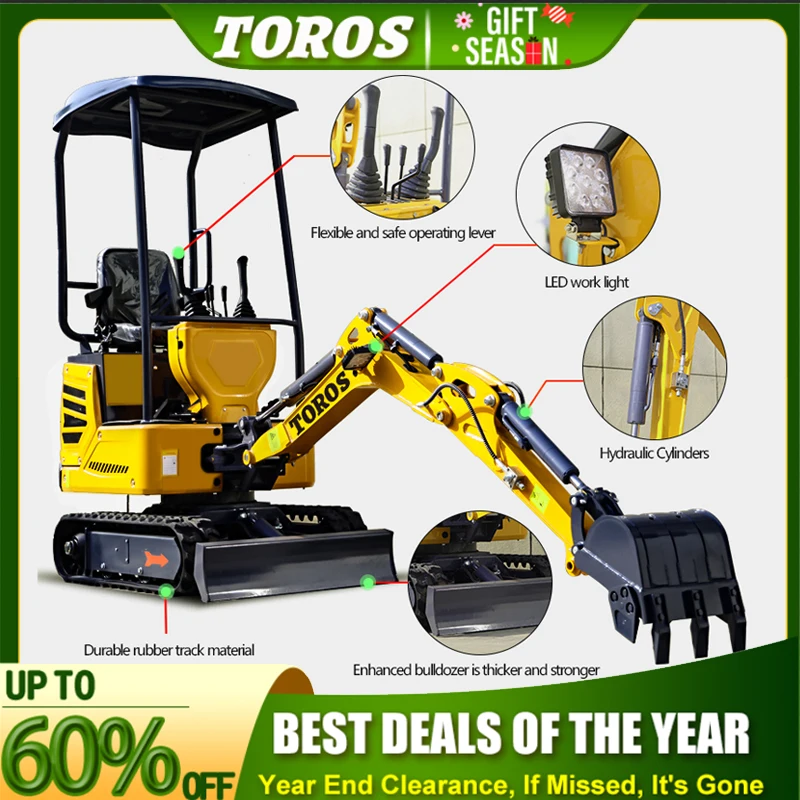 TOROS customized mini excavator Farm Small excavator 1 ton 1.2 ton CE Approved Compact Small Digger For Sale