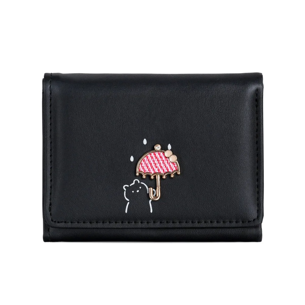 

Solid Color Cartoon Short Wallet Korean Style Multi-card Slot Three Fold Card Bag Clutch Bag PU Leather Coin Purse Outdoor