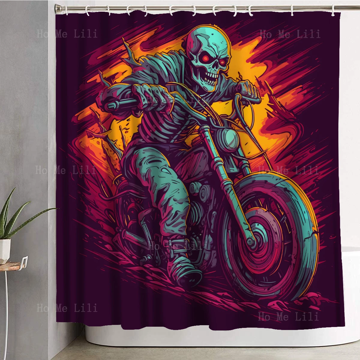 Motorbike Enthusiast Skeleton Rider Dead & Company Summer Tour 2016 Shower Curtain For Bathroom Decor