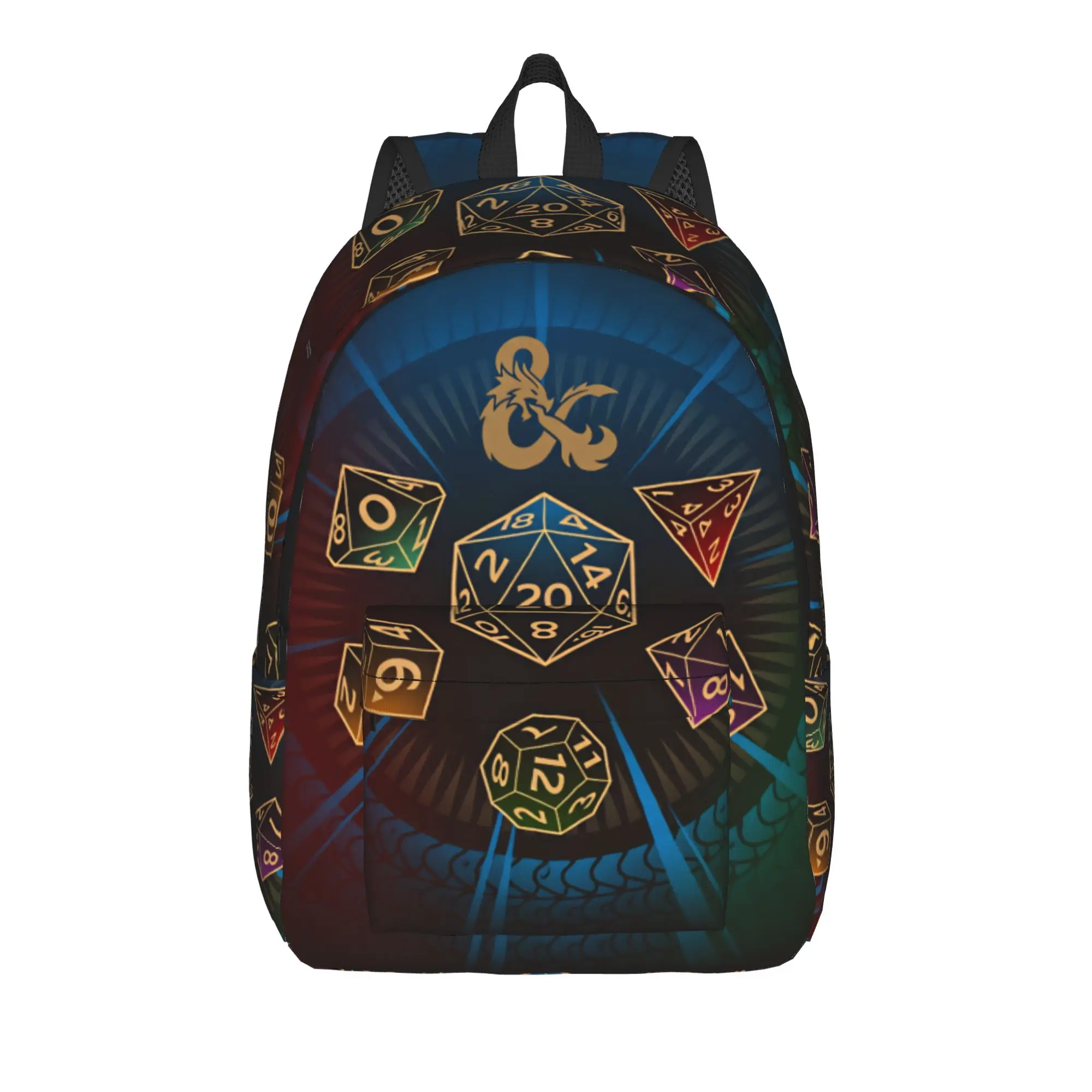 Medieval Dragon And D20 Dice Dnd Backpack  Hiking Backpacks Unisex Design Soft High School Bags Stylish Rucksack