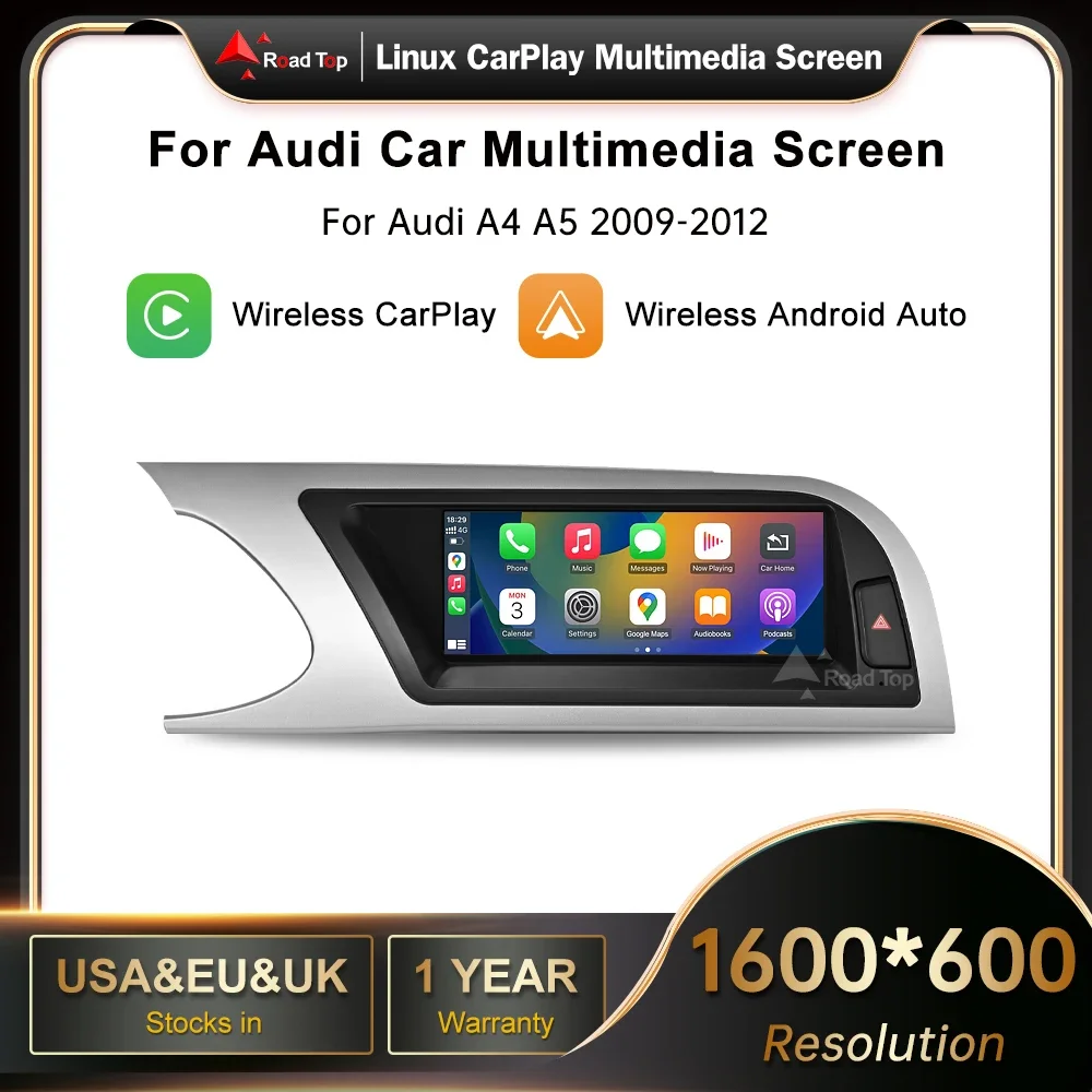 

RoadTop 8.8 Inch Wireless CarPlay Multimedia Screen Android Auto For Audi A4 A5 2009-2012 Airplay Miracast Function