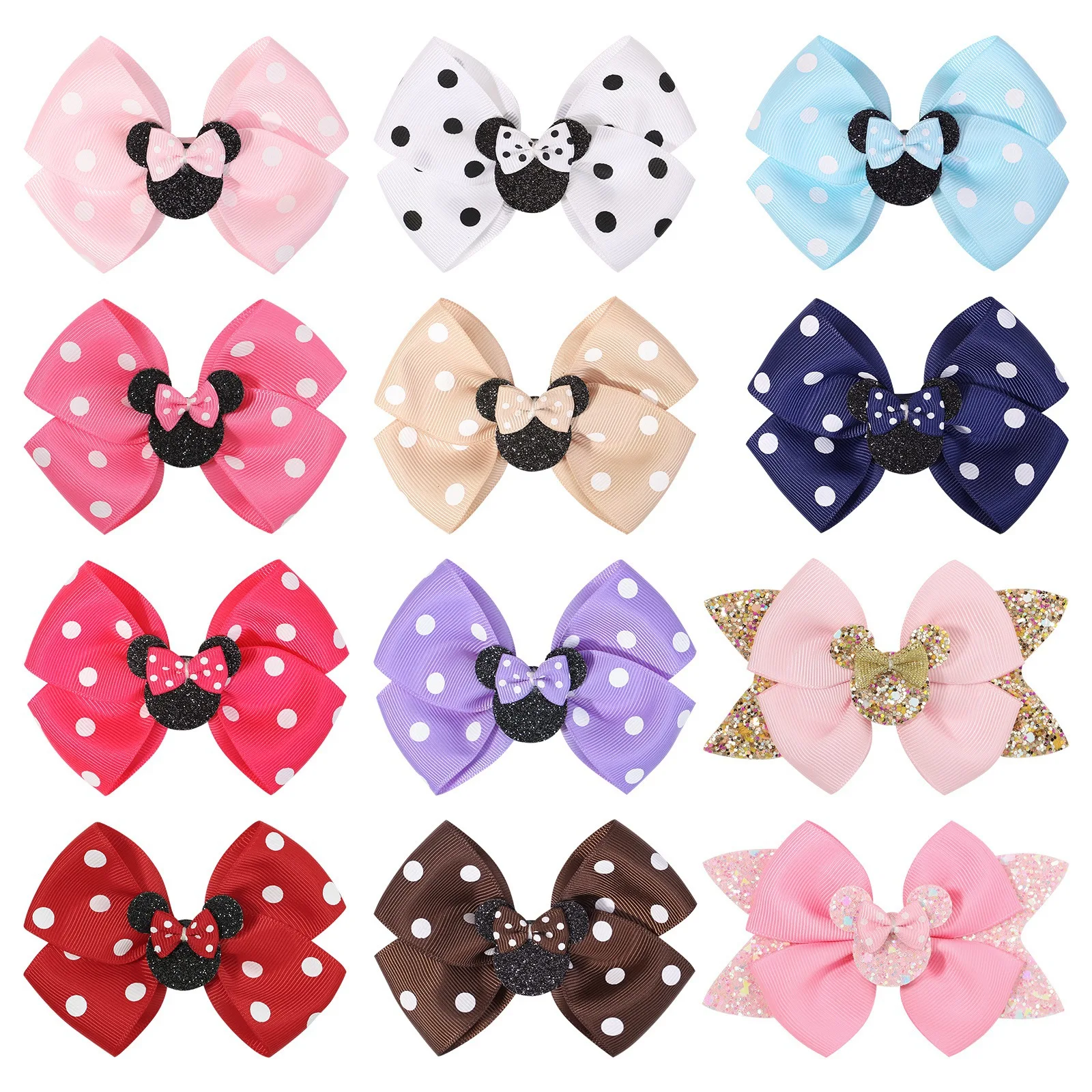 Pinces à cheveux avec nœud papillon en ruban de dessin animé pour filles, nœuds faits à la main, épingle à cheveux, barrettes, vêtements de sauna,