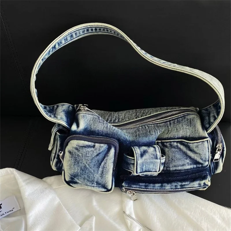 Imagem -06 - Bolsa Mensageiro Vintage Denim para Mulheres Bolsa Bolsa de Ombro Tiracolo Grande Capacidade Bolsa Casual Feminina na Moda