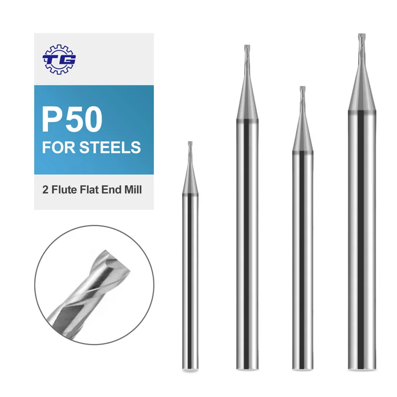 

TG P50-S2/2 Groove Coated Flat End Mill P50 Series Steel Micromachining Tool